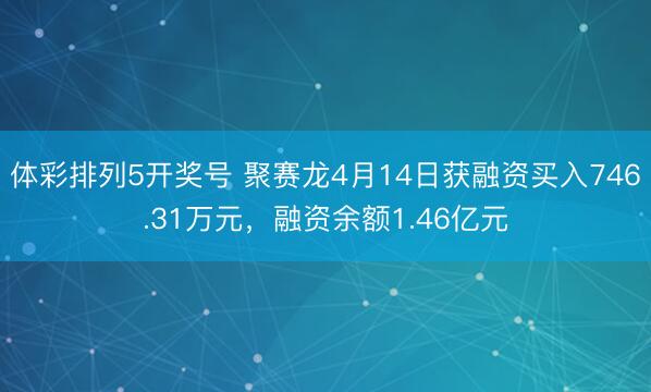 体彩排列5开奖号 聚赛龙4月14日获融资买入746.31万元，融资余额1.46亿元
