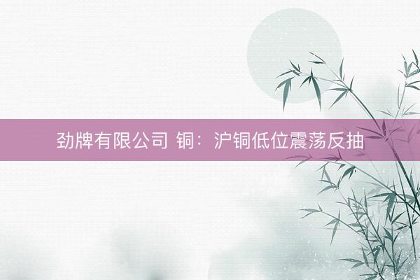 劲牌有限公司 铜：沪铜低位震荡反抽
