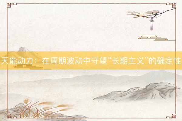 天能动力：在周期波动中守望“长期主义”的确定性
