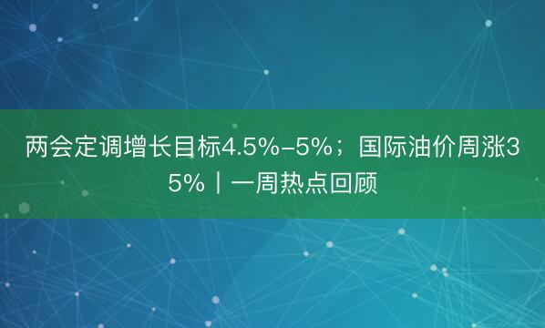 两会定调增长目标4.5%-5%；国际油价周涨35%丨一周热点回顾