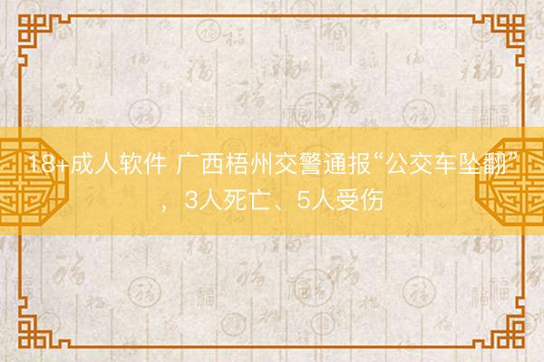 18+成人软件 广西梧州交警通报“公交车坠翻”，3人死亡、5人受伤
