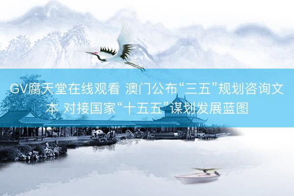 GV腐天堂在线观看 澳门公布“三五”规划咨询文本 对接国家“十五五”谋划发展蓝图