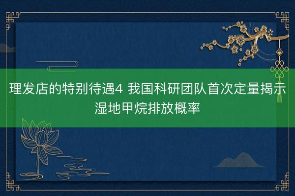 理发店的特别待遇4 我国科研团队首次定量揭示湿地甲烷排放概率