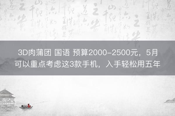 3D肉蒲团 国语 预算2000-2500元，5月可以重点考虑这3款手机，入手轻松用五年