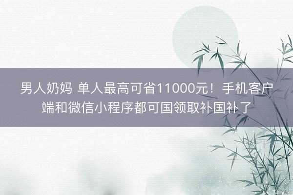 男人奶妈 单人最高可省11000元！手机客户端和微信小程序都可国领取补国补了