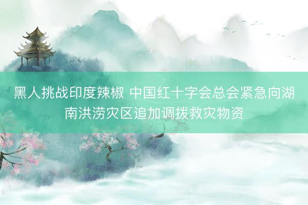 黑人挑战印度辣椒 中国红十字会总会紧急向湖南洪涝灾区追加调拨救灾物资