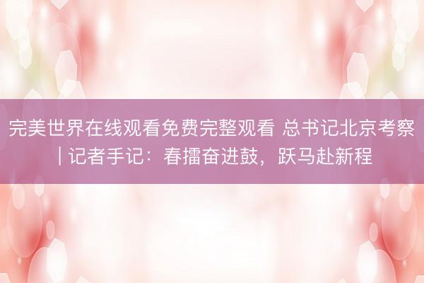 完美世界在线观看免费完整观看 总书记北京考察 | 记者手记：春擂奋进鼓，跃马赴新程