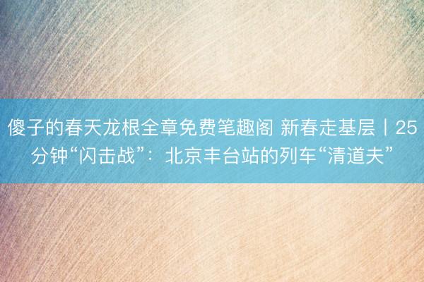 傻子的春天龙根全章免费笔趣阁 新春走基层丨25分钟“闪击战”：北京丰台站的列车“清道夫”