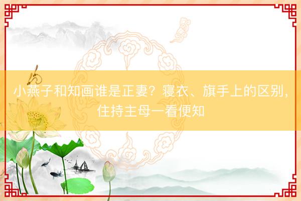 小燕子和知画谁是正妻？寝衣、旗手上的区别，住持主母一看便知