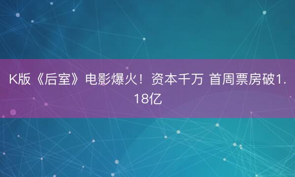 K版《后室》电影爆火！资本千万 首周票房破1.18亿