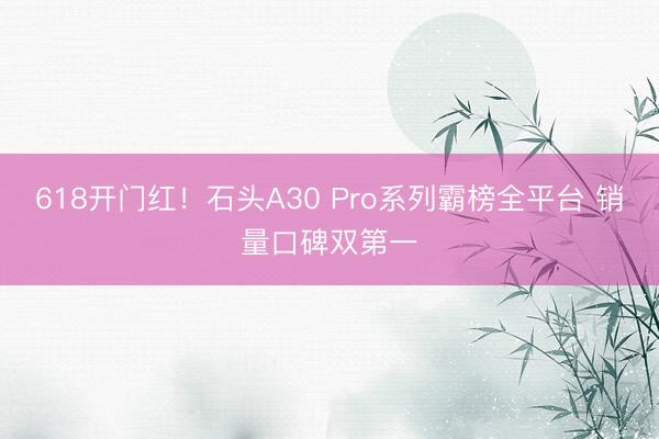 618开门红！石头A30 Pro系列霸榜全平台 销量口碑双第一