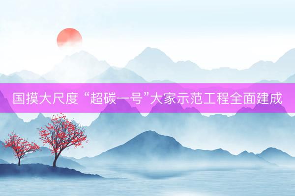 国摸大尺度 “超碳一号”大家示范工程全面建成
