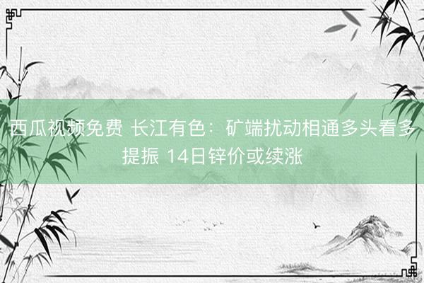 西瓜视频免费 长江有色：矿端扰动相通多头看多提振 14日锌价或续涨