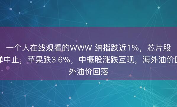 一个人在线观看的WWW 纳指跌近1%，芯片股反弹中止，苹果跌3.6%，中概股涨跌互现，海外油价回落