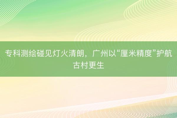 专科测绘碰见灯火清朗，广州以“厘米精度”护航古村更生